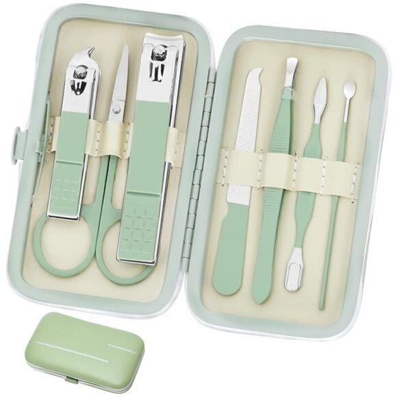 Manicure Set Personal Care Nail Clipper Kit Manicure 8 n 1 Pedicure MINT GREEN - Picture 1 of 5